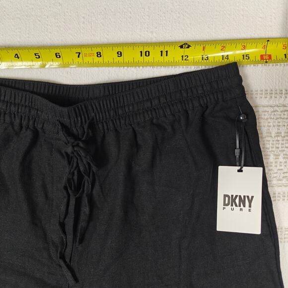 DKNY Pure Black Wide Leg Capri Pants with Pockets Size S NWT - Picture 3 of 8
